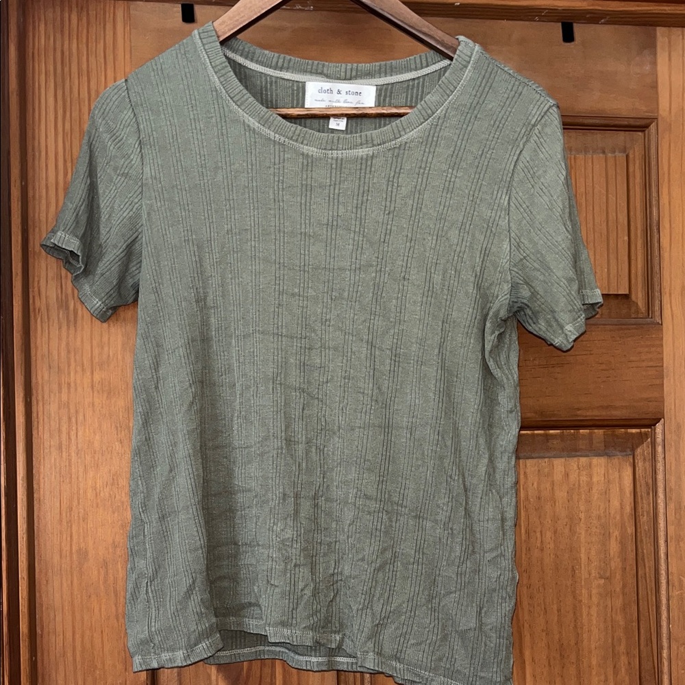 Anthropologie Olive Ribbed Top
